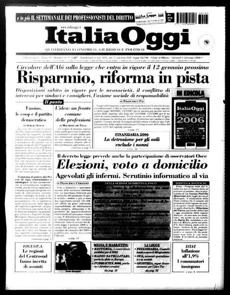 Italia oggi : quotidiano di economia finanza e politica